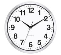 KIZLOC Grande horloge murale extérieure étanche 30 cm, argentée | Horloge murale silencieuse, étanche IP66, aluminium argenté, quartz précis, lisible, salle de bain, cuisine, jardin, piscine