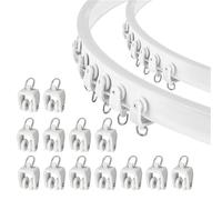 KJBDQQH Curtain Track Rollers roulettes de Rail Rideau Plafond, Flexibles et Pliables, 11 mm, en Plastique Blanc, avec Crochets pour Rail de Rideau(White,30pcs)
