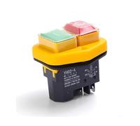 KJD17B Interrupteur à bouton-poussoir magnétique étanche avec coque de protection supplémentaire 4 broches IP55 5E4 pour outils de jardin Jaune Noir