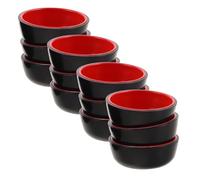 KJHBV 12 Mini Bols à Trempette Noirs en Abs, Lot de 12 Pièces, Design Classique et Détails Réalistes pour Jeux Imaginatifs et Décorations Créatives