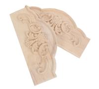 KJHBV 2 Pièces Applique Décorative Bois Sculpté, Applique de Fleur en Relief, 18x9cm, Beige, Finition Prête à Personnaliser, pour Plinthe et Tête de Lit, Rénovation Maison et Mobilier