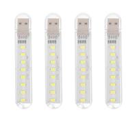 KJHBV 4 Pièces Veilleuse USB 8-led 200lm Lumière Protectrice Yeux Lampe de Bureau en Plastique 7000k Angle D'éclairage Stable pour Ordinateur Portable et Alimentation Mobile
