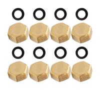 KJHBV 8 Pièces Bouchon Fileté Femelle en Cuivre 1/2 Pouce Empreinte Hexagonale, Résistance la Corrosion et Finition Laiton Poli pour Plomberie Domestique Facile à Installer