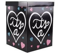 KJHBV Boîte de Fête D'anniversaire pour Bébé Noire Pliable en Papier pour Rangement de Ballons Gender Reveal Garçon ou Fille pour Party