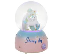KJHBV Boule de Cristal Décorative Licorne Musicale en Résine et Verre Veilleuse pour Bureau et Maison, Décoration Magique et Élégante