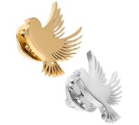KJHBV Broche Oiseau en Acier Inoxydable pour Homme Mariage, 2pcs Épingle à Manteau Symbole de Paix, Design Moderne et Résistant à L'oxydation, pour Cérémonies Formelles