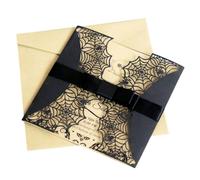 KJHBV Cartes D'invitation Halloween en Papier Nacré Ajouré Motif Toile D'araignée Noire Nœud, 8 Pièces pour Fête à Thème Horreur, Invitations Créatives pour Anniversaire et Festival