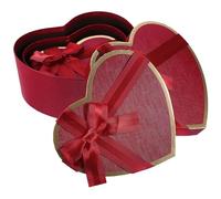 KJHBV Coffret Présent Forme de Cœur Rouge en Carton pour Emballage de Fête, Lot de 3 Boîtes Décoratives Vides pour Mariage et Anniversaire