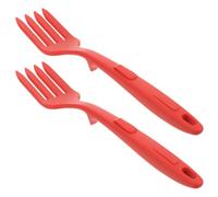 KJHBV Fourchette Bavure en Silicone Rouge 2 Pièces Cuisine Courbe Élégante Ustensile Professionnel pour Pâtes et Nouilles