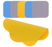 KJHBV Lot de 6 Tapis Antidérapants en Caoutchouc pour Ouvre-bocaux Multifonctions, Carrés, Coloris Gris, Bleu et Jaune, Coussinets de Préhension Cuisine, Aide de Bocaux et Bouteilles