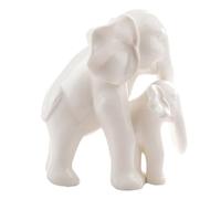 KJHBV Statue en Porcelaine Blanche D'éléphant Mère et Bébé, Décoration Délicate pour Chambre D'garçon et Filles, Présent pour Festival, Matériau Céramique Réaliste et Raffiné