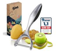 kjøk Éplucheur large professionnel - lame inox 51 mm pour asperges, pommes de terre, fruits et légumes - manche ergonomique en alliage de zinc antidérapant - grand économe de chef en coffret cadeau