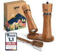 kjøk Moulin à sel & poivre bois d'acacia - mécanisme céramique | Moulin à épices en bois d'acacia, mécanisme céramique réglable, soucoupe anti-traces, brosse et cuillère de remplissage