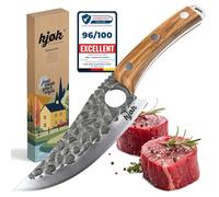 kjøk Premium Couteau de cuisine - lame 148 mm (56±2 HRC, angle 15°) avec manche en bois d'olivier & étui - couteau style japonais pour viande, légumes, BBQ & camping