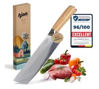 kjøk Premium Couteau Nakiri - lame 17 cm (58±2 HRC) avec motif martelé et manche en bois d'olivier - couteau à légumes japonais extra tranchant - avec étui