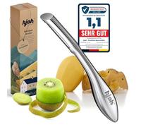 kjøk Premium Éplucheur - lame pivotante en acier S420 avec manche antidérapant en inox - économe professionnel fin pour pommes de terre, carottes, asperges & pommes - compatible lave-vaisselle