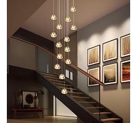 KJLARS Lustre Moderne En Cristal Pendentif Lumière LED Goutte De Pluie Suspendus Lumières Haut Plafonnier Luminaire pour Salon Salle À Manger Couloir Hall Escalier G4 Ampoules (14 lumières-rectangle)