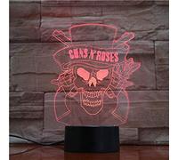 KJsdaADSA 3D Illusion Lampe Led Veilleuse Guns N Roses Usb 7 Couleurs Changement Décoratif Garçons Enfant Enfants Bébé Cadeaux Lampe De Table Décoration de la chambre