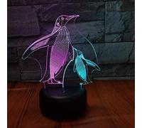 KJsdaADSA 3D Illusion Led Veilleuse Mignon Pingouin Lampe Chambre Lampe De Chevet 16 Couleurs Télécommande Usb Tactile Illusion Lampe Pour Enfants Chambre Décoration Enfant Cadeaux D'anniversaire