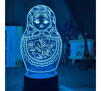 KJsdaADSA 3D LED veilleuse mignonne poupée bébé décoration de la maison changement de couleur capteur tactile atmosphère poupée russe USB lampe de table cadeau 16 couleurs