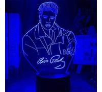 KJsdaADSA Elvis Presley 3D modèle LED veilleuse créative 16 couleurs lampe tactile lampe de table à distance enfant bébé chambre sommeil illusion lampe de bureau cadeau d'anniversaire