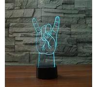 KJsdaADSA Lampe de geste de rock 'n' roll 3D Illusion d'optique veilleuse, 16 couleurs changeantes de commutateur tactile Table de décoration de bureau Lampes en acrylique Jouets USB plats