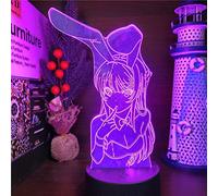 KJsdaADSA Veilleuse LED illusion 3D Lapin Girl Senpai MAI SAKURAJIMA Kawaii Anime Lampe pour cadeau - 16 couleurs