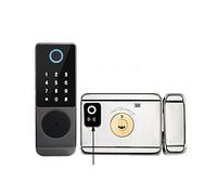 KJUEQ serrure intelligente, Pas de câblage étanche Tuya serrure porte intelligente Double face empreinte digitale jante carte à puce Code numérique électronique extérieure