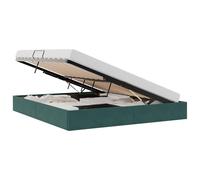 KKgypkn Cadre de lit ottoman avec mémoire de forme, vert foncé, 160 x 200 cm, velours, élévation hydraulique, cadre en métal revêtu par pulvérisation, glissières carrées métalliques