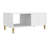 KKgypkn Table basse rectangulaire blanche 90 x 50 x 40 cm en bois | Design vintage, espace de rangement avec porte pivotante, surface facile d'entretien, pour le salon