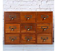 KKPLZZ Boîte de Rangement à Tiroir en Bois Vintage, Organiseur de Bureau Multicouche avec Grille de Séparation, pour Bijoux, Cosmétiques, Jouets, Fils CD (5042-01-(Neuf tirages)-Couleur Cuite)