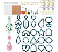 KKPLZZ Lot de 142 emporte-pièces en pâte polymère, 142 emporte-pièces en Argile polymère en métal, Formes de Boucles d'oreilles, Cartes Kraft, Crochets d'oreille, Bouchons de Boucle d'oreille