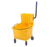 KKPLZZ Seau de Vadrouille Commercial, Seau de Nettoyage de Sol Robuste de 32 L avec Essoreuse à Pression Latérale et Roues à 360 °, pour Espace Industriel de Bureau de Restaurant
