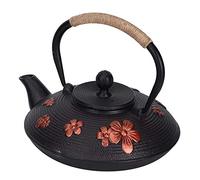KKPLZZ Théière Classique en Fonte, Bouilloire Noire de 0,9 L avec Poignée Ergonomique en Cuivre et Bec à Crochet Droit, pour la Maison et le Salon de thé
