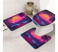 kkvhhyuo Lot de 3 tapis de salle de bain antidérapants et absorbants pour salle de bain, toilettes et douche Motif photos rétro