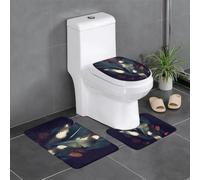 kkvhhyuo Lot de 3 tapis de salle de bain pour abattant WC | Tapis de bain imprimé plumes lavable pour salle de bain, chambre à coucher, cuisine, buanderie