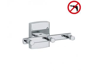 Klaam Crochet porte-serviette 3 têtes 6x12x5,5cm, Métal, Chrome, pose facile sans perçage (40262-00000-00)