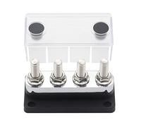 Klanata Boîte de barre omnibus de bloc de distribution d'énergie 600 A avec goujons de borne de 4 x 3/8 pouces, bloc de jonction de batterie robuste 48 V pour camions, camping-cars, (Noire)