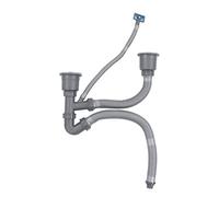 Klanata Tuyau de vidange d'évier extensible tout-en-un, kit de siphon en P pour évier de cuisine double, ensemble de vidange flexible à double tuyau, installation facile pour