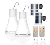 Klarlight 5W Solaire Alimenté LED Shed Ampoule, Lumières de Travail USB Rechargeables Portables, Ampoule de Camping avec Crochet, Lampe de Poche Intérieure Extérieure pour Poulet House, Jardin Cour