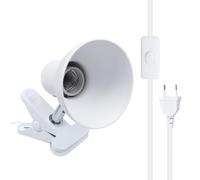 Klarlight Lampe à Pince E27 avec prise Européenne et Interrupteur, Rotation de 270 Degrés Support Douille Vis Edison, Support de Lampe de Bureau, AC 85-265V (Blanc - Sans Ampoule)