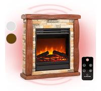 Klarstein Cheminee Electrique a LED Chauffante Effet Flamme, Decorative, 1800W, Télécommande et Minuterie, Chauffage Fausse Cheminée Électrique Murale a Poser, Bois Rouge
