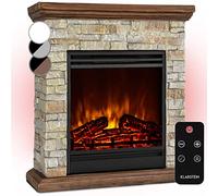 Klarstein Cheminée Electrique, Chauffage Electrique de 1800W, Cheminee avec Effet Flamme en LED et Bûches en Bois, Télécommande, Programmable, Minuterie, Contrôle Automatique de la Température