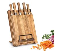 Zelite Couteau Cuisine, Ensemble de Couteau de Cuisine Professionnel avec Bloc, Set de 8 Couteaux de Cuisine, Support en Bois d'Acacia, Acier Inoxydable, Résistant Rayures, Ustensiles Blocs Couteaux