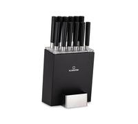 Klarstein Couteau Cuisine, Lot 12 Couteau de Cuisine Professionnel avec Bloc, Set Couteaux et Ustensiles de Cuisine en Acier Allié, Kit Support Blocs Couteaux Professionnelle, Résistants Rayures