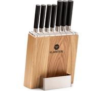 Klarstein Couteau Cuisine, Lot 7 Couteau de Cuisine Professionnel avec Bloc, Set Couteaux et Ustensiles de Cuisine en Acier Inoxydable, Kit Support Blocs Couteaux Professionnelle, Résistants Rayures