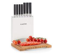 KLARSTEIN Couteau Cuisine, Lot 7 Couteau de Cuisine Professionnel avec Bloc, Set Couteaux et Ustensiles de Cuisine en Acier Inoxydable, Blocs Couteaux Professionnelle avec Planche, Résistants Rayures