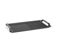 Klarstein Delicatessa - Plaque de grill, Plaque de cuisson pour tables à induction, Accessoire, Surface: 43,5 x 23 cm, Moitié-moitié: plancha et rainures de grill, Revêtement antiadhésif, Fer, noir