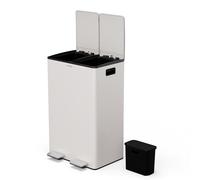 Klarstein Poubelle EcoVista 60 L - Tri sélectif, bac à compost amovible, fermeture douce, inox