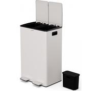 Klarstein EcoVista Poubelle - 60 L Tri sélectif avec bac à compost amovible, fermeture douce, acier inoxydable, poubelle de cuisine